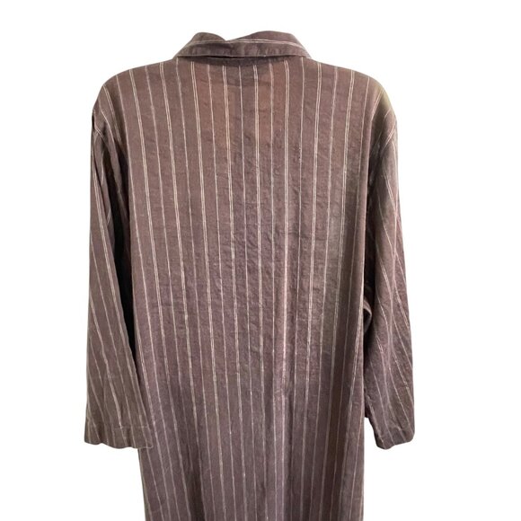 Marina Rinaldi Brown Striped Linen Cotton Button-Up Maxi Dress Made In Italy u - Picture 12 of 12